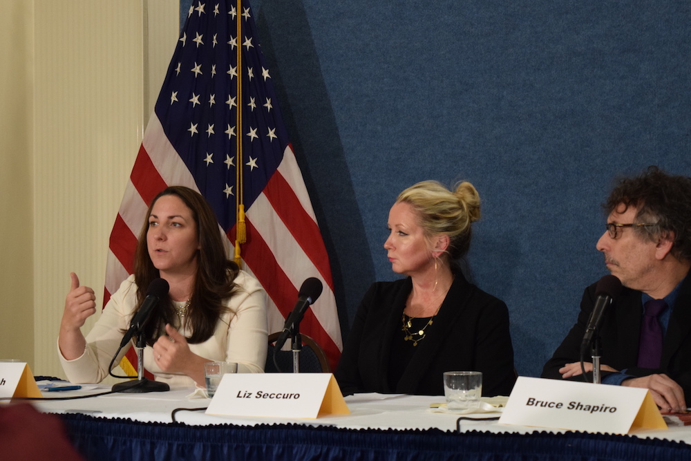 Jennifer Marsh, RAINN staffer, on a panel at Press Club